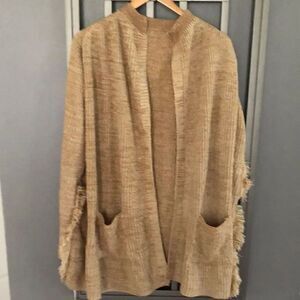 NWT 2Chic Tan oversized kimono style vest knit. One size